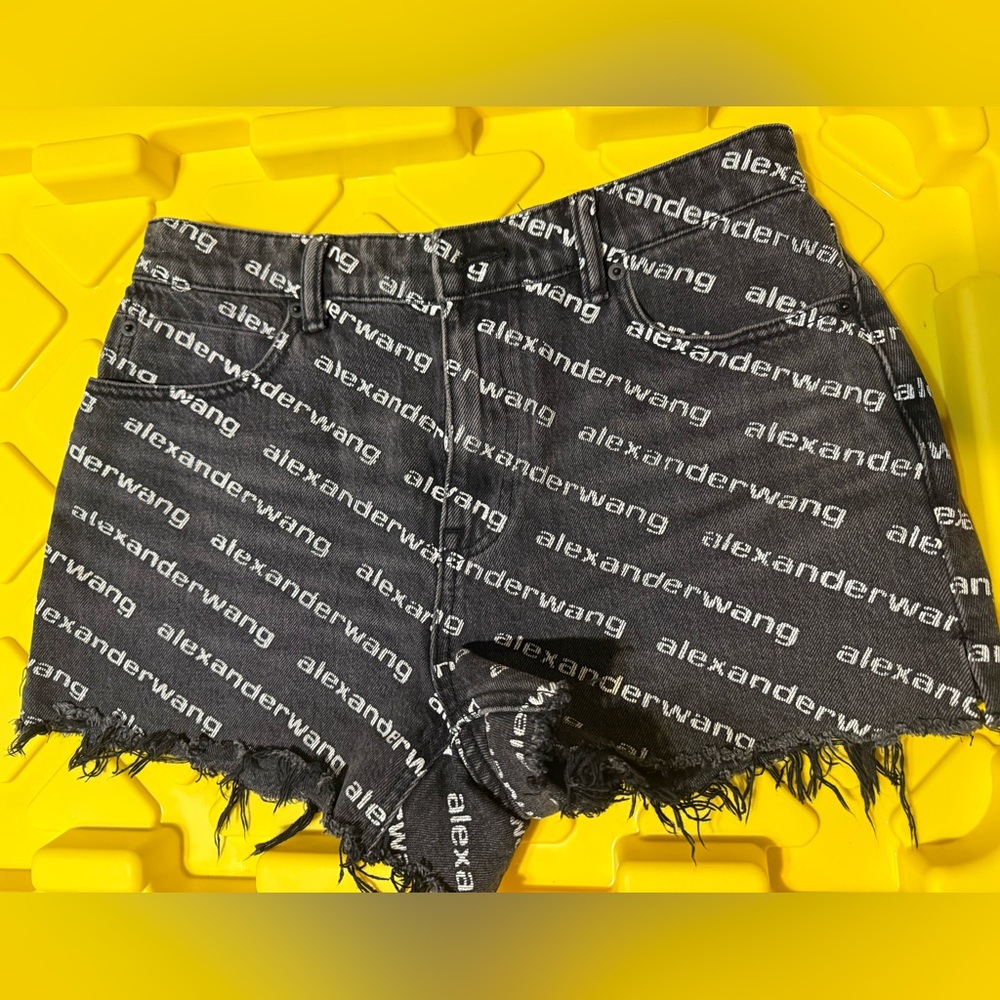 Alexander Wang Charcoal Logo Print Shorts